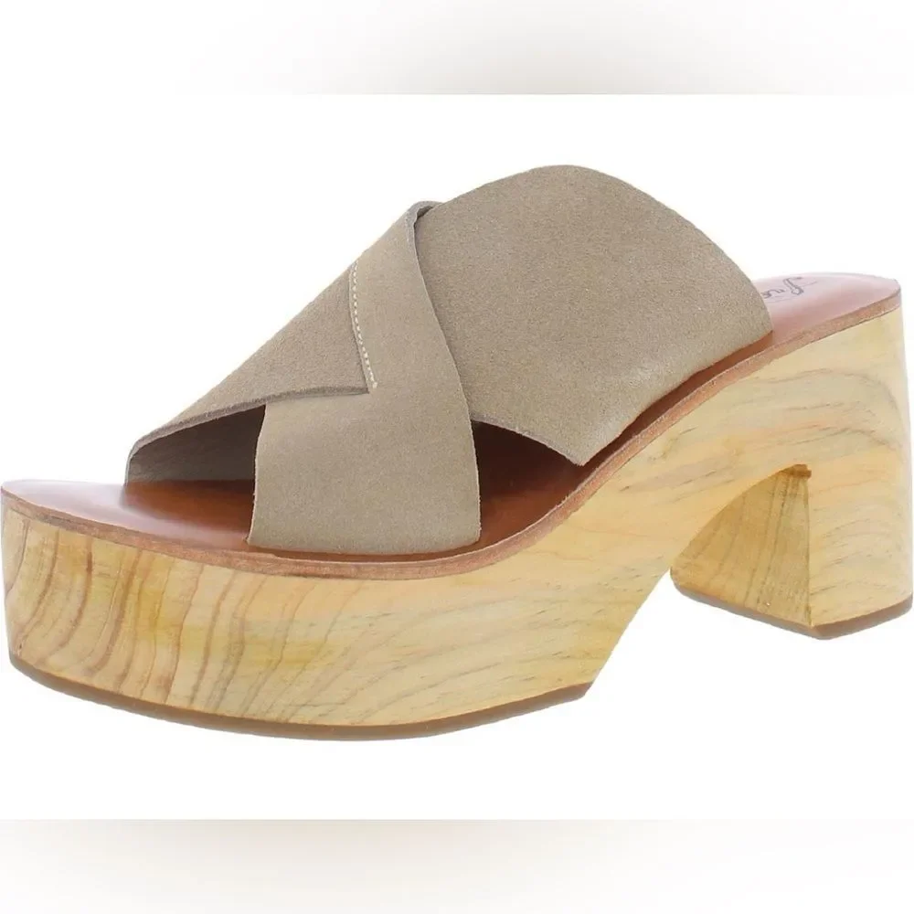 Free People Kora Platform Clogs Taupe Suede EU 41 Size US 10.5 NIB